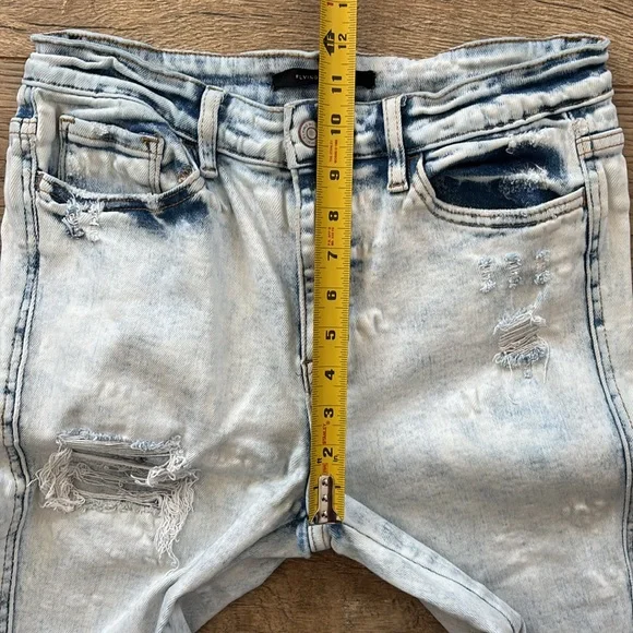 Flying Monkey High Rise Ankle Skinny White Wash Distressed Jeans, Size 29 - Picture 5 of 9